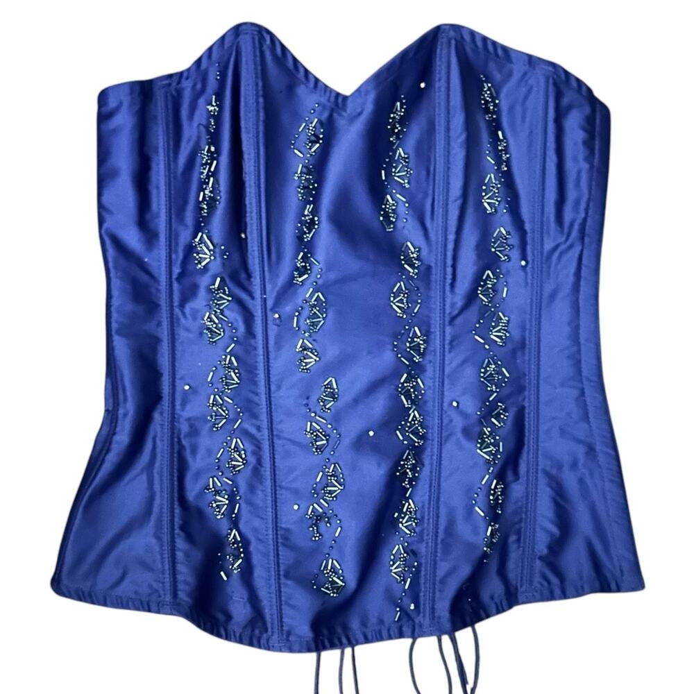 Fredericks of Hollywood Blue/Purple Beaded Corset Size Large